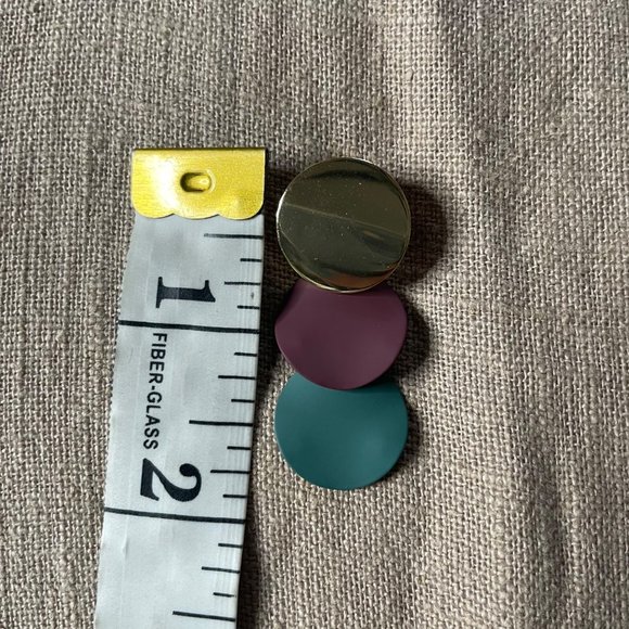 Geometric Drop Dangle Statement Earrings Gold Maroon Teal - Picture 6 of 7